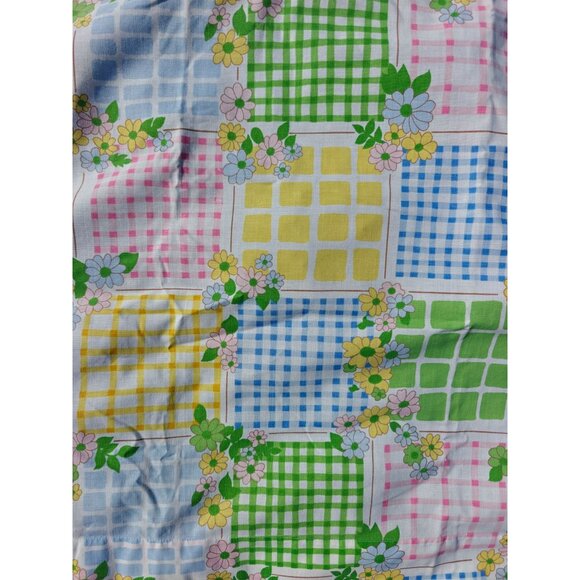 Vintage Cannon Monticello Floral Patchwork Flat Sheet Twin Size No Iron Muslin - Picture 3 of 5